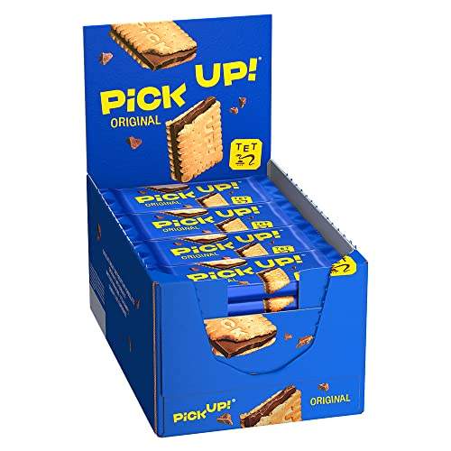 Erlebe den Genuss! 🌟 PiCK UP! Original (24 x 28 g) – Knusprige Kekse mit zarter Milchschokolade. Der perfekte Snack für unterwegs! 🍫✨ #SnackAttack #PiCKUP #Keksliebe