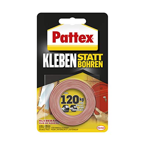 "Entdecke Pattex: Das extra starke doppelseitige Klebeband für alle Montagearbeiten! Ideal für Wandbefestigungen innen & außen – ganz ohne Bohren! #KlebenStattBohren #Pattex #Klebeband 19mm x 1,5m"