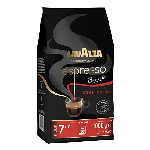 "Entdecken Sie Lavazza Espresso Barista Gran Crema: Perfekte trommelgeröstete Kaffeebohnen mit Aromanoten von Trockenfrüchten! Intensität 7/10, leicht geröstet – 1 kg Genuss! #Lavazza #Espresso #Kaffee"