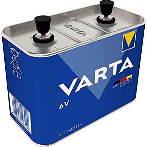 VARTA Batterie 435, Blockbatterie 4LR25-2, 1 Stück, Alkaline, 6V, kompakt und leistungsstark für Baustellenleuchte / Baustellenlampe / Sicherheitsgeräte / Handscheinwerfer