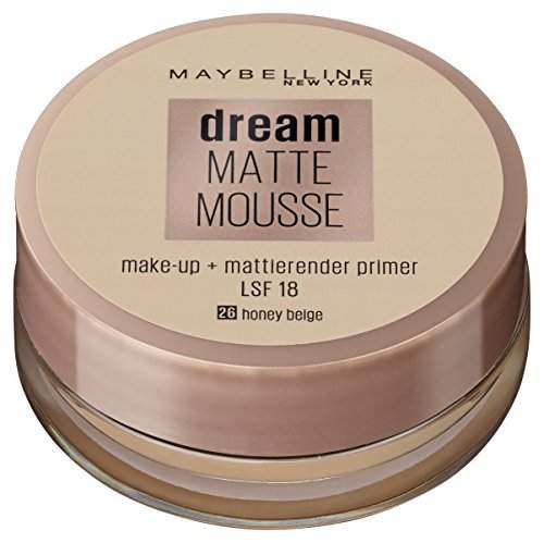 Maybelline Dream Matte Mousse Make-Up, mattierend, 26 Honey Beige, für ein glattes und ebenmäßiges Hautbild