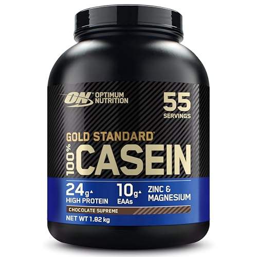 "Schlafe besser & baue Muskeln auf: Optimum Nutrition Gold Standard 100% Casein Proteinpulver mit Zink & Magnesium – 55 Portionen Chocolate Supreme! 🏋️‍♂️💤 #Muskelaufbau #Protein #Fitness"