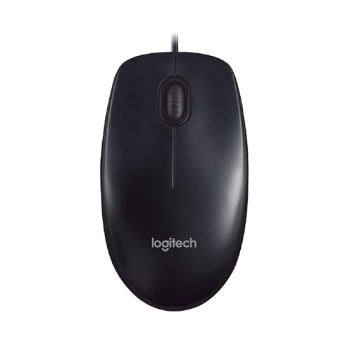 Logitech M90 Maus mit Kabel, 1000 DPI Sensor, USB-Anschluss, 3 Tasten, Für Links- und Rechtshänder, PC/Mac - Grau