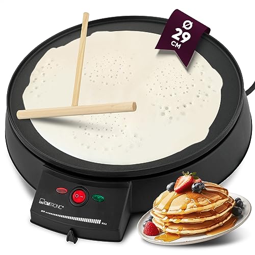 Erlebe den perfekten Crepe-Genuss! 🍽️ Clatronic Crepes Maker mit 29 cm Ø, antihaftbeschichteter Oberfläche, Teigverteiler und stufenlosem Thermostat. #Crepes #CrepeMaker #Küchengeräte #Lecker 🍳✨