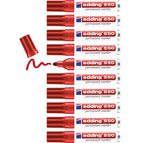 Entdecke die edding 550 Permanentmarker in Rot! 🔴 10 Stifte mit 3-4 mm Rundspitze - wasserfest, schnell-trocknend & wischfest für Karton, Kunststoff, Holz, Metall, Glas! 🖊️✨ #Kreativität #Basteln #Schreiben