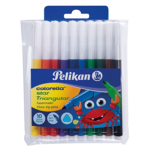 📍 **Pelikan 985663 Fasermaler Colorella Star Trigangular dreieckige Stifte, 1 Set, 10-farbig**