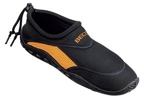 "🌊 BECO Badeschuhe & Surfschuhe für Damen & Herren in Schwarz/Orange (Gr. 43) – Perfekt für Strandabenteuer! 🩴 #Badeschuhe #Surfschuhe #Beachwear #Sommerstyle"