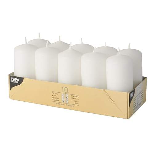 Entdecke die perfekten 10 weißen Stumpenkerzen (Ø 40 mm, 90 mm) für stimmungsvolle Akzente! Ideal für jeden Anlass! ✨🕯️ #Kerzenliebe #Wohnambiente #Dekoration