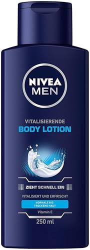 "Entdecke die NIVEA MEN Vitalisierende Bodylotion: 24+ Stunden Feuchtigkeit, Vitamin E für intensiv gepflegte Haut! 💪✨ #NIVEAMEN #Körperpflege #Feuchtigkeit"