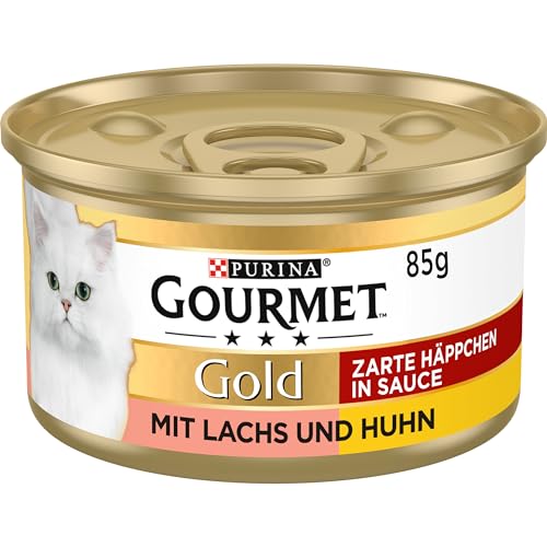 Entdecken Sie das köstliche PURINA GOURMET Gold: Zarte Häppchen in Sauce mit Lachs und Huhn für Katzen – 12er Pack für krönenden Genuss! 🐱✨ #Katzenfutter #Gourmet #Lachs #Huhn #Tierliebe