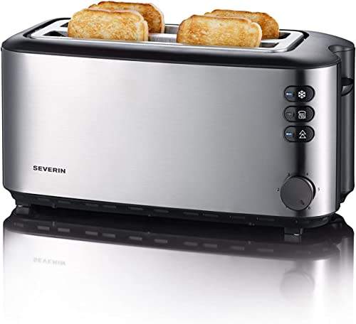 severin langschlitztoaster mit brötchenaufsatz, 1400 w, edelstahl, at 2509