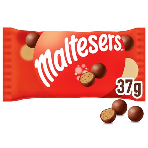 Maltesers Mini-Beutel, Schokokugeln mit luftigem Knusperkern, Schokolade Großpackung, 25er Pack (25 x 37g)