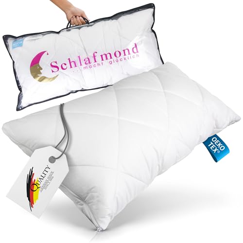 "Entspannt schlafen mit dem Schlafmond Medicus Kopfkissen 40 x 80 cm – Allergikerfreundliches Steppkissen, waschbar bis 95 °C, Made in Germany! 🌙💤 #AllergikerKissen #Schlafqualität #MadeInGermany"