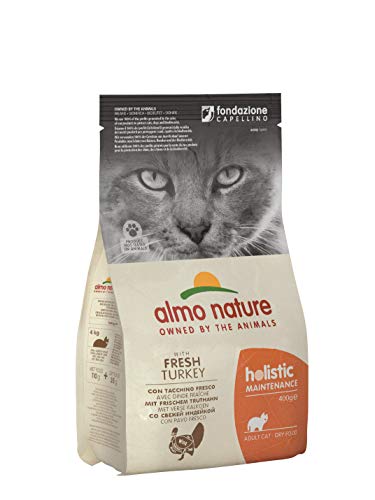 Almo Nature Holistic Adult Cat Maintenance mit Frischem Truthahn und Reis- Trockenfutter für Katzen aller Rassen 6er Pack (6x400g)