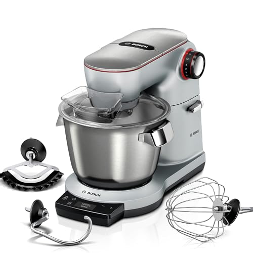 "Entdecken Sie die Bosch Küchenmaschine OptiMUM MUM9AX5S00: Profi-Qualität mit 5,5 L Edelstahl-Schüssel, integrierter Waage & Timer! Perfekt für Sie mit 1500 W Power! 🥘 #Bosch #Küchenmaschine #Kochen"