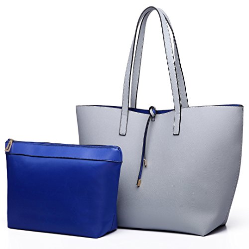 Miss Lulu Schultertaschen für Damen Shopper Damen Groß Tasche Damen Henkeltasche Damen Modische Einkaufstasche PU-Leder Praktisches 2-teiliges Handtaschen-Set