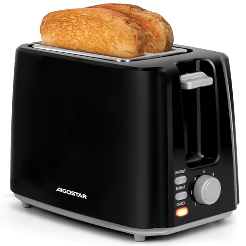 "Perfektes Toasten mit dem Aigostar Toaster: 7 Bräunungsstufen, Auftau- & Aufwärmfunktion, 2 breite Toastschlitze – 750W Leistung in elegantem Schwarz! #Toaster #Küchengeräte #Bräunungsstufen"