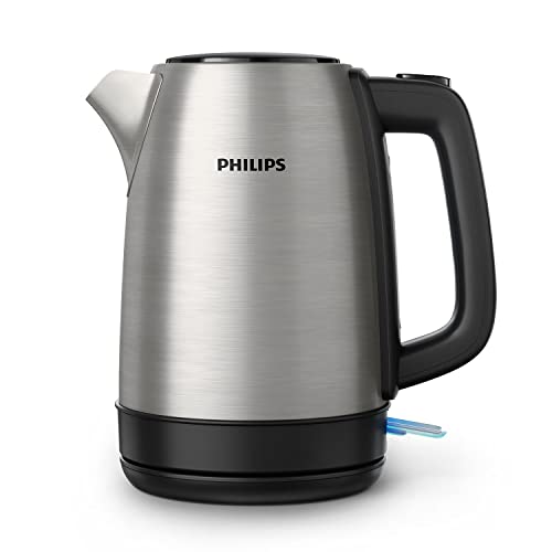 Philips Wasserkocher – 1.7 L Fassungsvermögen mit Kontrollanzeige, Edelstahl, Pirouettenbasis (HD9350/90) 2200 Watt, ‎23 x 15.6 x 24.3 cm, Schwarz ( EU-Stecker)