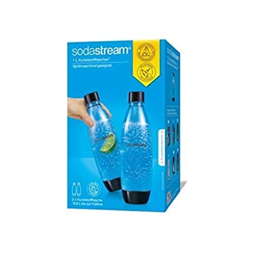 SodaStream 1L BPA-freie FUSE Kunststoffflasche schwarz | Spülmaschinengeeignet | Kompatibel mit DUO, E-DUO, Terra, uvm. | 2er-Pack