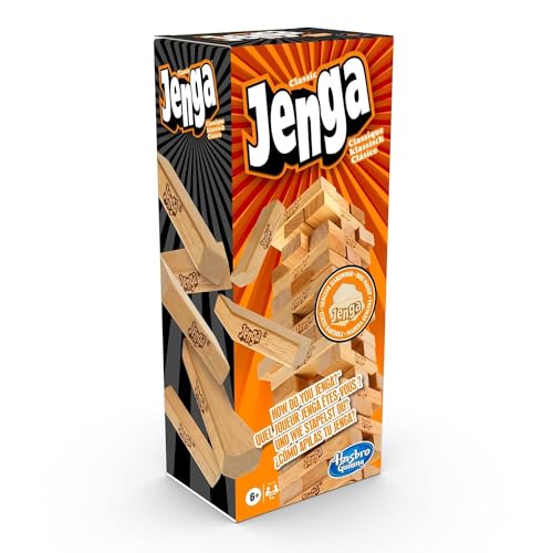 Hasbro Gaming Jenga Spiel, das Originale Partyspiel mit Holzklötzen