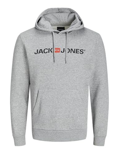 JACK & JONES Herren Hoodie Kapuzensweatshirt JJ Ecorp Old Logo Sweat Hood, Farbe:Grau, Artikel:- Light Grey Melange, Größe:L