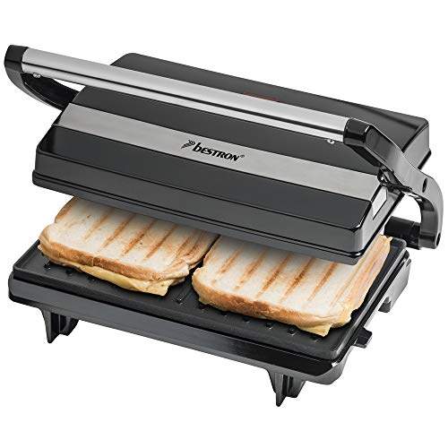 Entdecke den Bestron Kontaktgrill APM123Z: Perfekter Sandwichmaker mit Cool-Touch-Griff, Antihaftbeschichtung & Auffangschale! 700W Leistung in elegantem Schwarz! #Grillen #Sandwichmaker #Küche