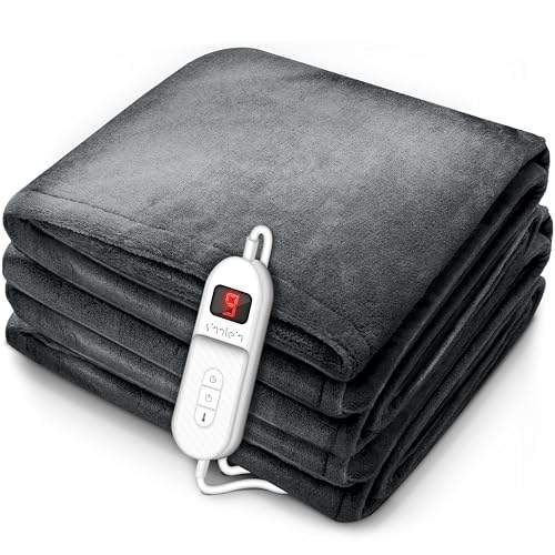 📍 **sinnlein® Electric Blanket made of plush TÜV SÜD GS tested Electrical heat blanket with automatic switch-off Cuddly blanket Timer function 9 temperature settings Washable up to 40 °C Digital display**