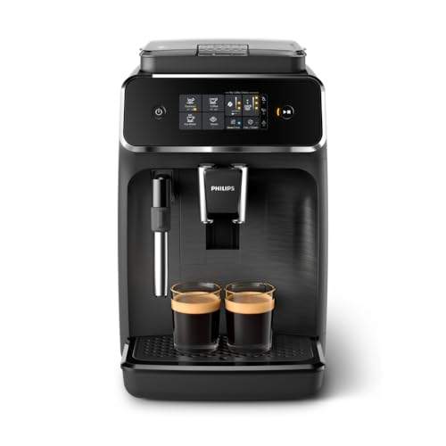 „Kaffeegenuss auf Knopfdruck: Entdecke den Philips Serie 2200 Kaffeevollautomaten mit klassichem Milchaufschäumer und intuitivem Touchdisplay in stylish mattem Schwarz! ☕ #Kaffee #Philips #Küchentechnik“