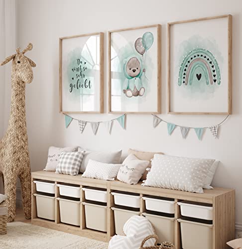 Entdecke das artpin® 3er Set Poster für das Kinderzimmer! Skandinavische Deko in A4 für das Babyzimmer – perfekt in Grau und Mint! #Kinderzimmer #Deko #Skandinavisch #Artprint