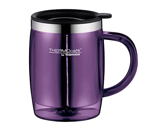 "Der perfekte Begleiter: TC DESKTOP CUP 0,35l in lila - Isolierte Edelstahl-Kunststofftasse für heiß & kalt, schwappsicher, ideal fürs Büro & Camping! #Kaffeegenuss #byTHERMOS"