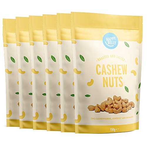 „Knackige Genussmomente: Happy Belly geröstete & gesalzene Cashew-Nüsse 150g im praktischen 6er-Pack! Perfekt für Snack-Liebhaber! 🥜✨ #SnackTime #HappyBelly #CashewNüsse“