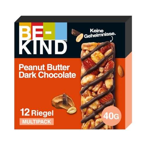 "🌟 Entdecke die leckeren BE-KIND Riegel: Glutenfreier Peanut Butter Dark Chocolate Snack mit hohem Ballaststoffgehalt! 🍫🥜 Natürlich & ohne künstliche Zusätze! #SnackTime #Glutenfrei #HealthyEating"