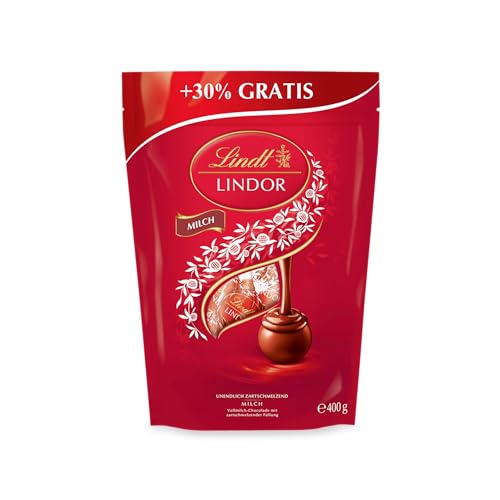 Lindt Schokolade LINDOR Kugeln Milch | 400 g | Ca. 30 Kugeln Vollmilchschokolade mit zartschmelzender Füllung | Pralinen-Geschenk | Schokoladen-Geschenk