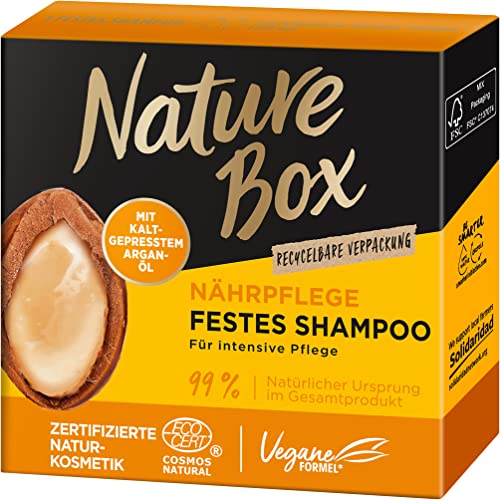 Entdecke das Nature Box Festes Shampoo mit Kaltgepresstem Argan-Öl (85 g) für intensive Nährpflege! 💚 Ideal für nachhaltige Haarpflege! 🌿 #Naturkosmetik #Haarpflege #Recycling #ArganÖl