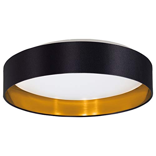 📍 **EGLO LED Deckenlampe Maserlo 2, Textil Deckenleuchte, Wohnzimmerlampe Decke aus Stoff in gold und schwarz, Kunststoff in weiß, warmweiß, Ø 38 cm**