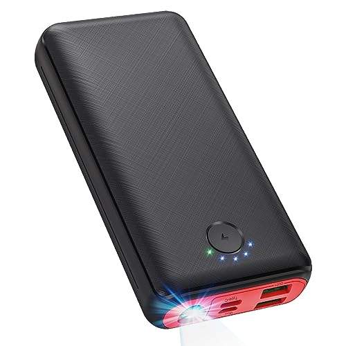 JIGA Power Bank 27000mAh, 22,5W, PD 20W, USB C, tragbares Ladegerät mit Taschenlampe, kompatibel mit iPhone, Samsung, Huawei