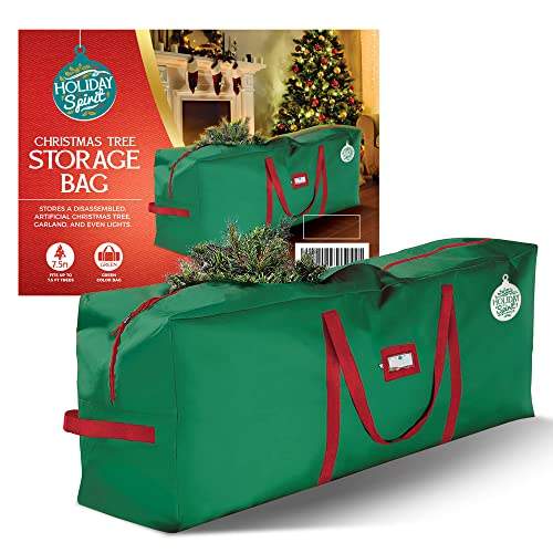 HOLIDAY SPIRIT Tannenbaum Tasche mit Robusten, Verstärkten Griffen und Reißverschluss, Wasserdichtes Weihnachtsbaum Aufbewahrungstasche (Grün, Sack für einen 2,3 m Großen Baum)