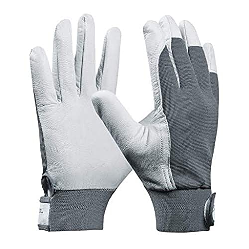 📍 **Gebol Uni Fit Comfort Leather Work Gloves with Velcro Fastening for Men and Women Universal Leather Gloves Size M (Size 8) White 1 Pair**