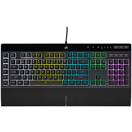 CORSAIR K55 RGB PRO Kabeltastatur QWERTZ DE, IP42 spritzwassergeschützt, 6 Makrotasten, iCUE, kompatibel mit PC, Mac, Xbox