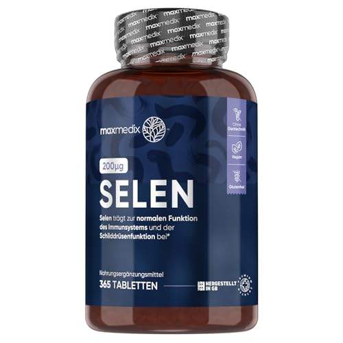 "🌱 Pure Selen 200µg für starke Haare, Nägel & Schilddrüse – 365 vegane Tabletten für dein Immunsystem! Schutz vor oxidativem Stress. 1 Jahr Vorrat! 💪 #Selen #Gesundheit #Vegan #maxmedix"