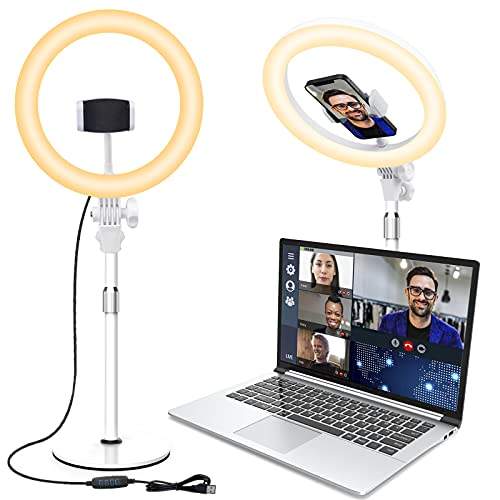 Ringlicht mit Stativ,Ring Light Tisch Selfie Licht Ringleuchte Lichtring,10.5 Zoll 3 Lichtfarben 10 Helligkeiten LED Ring Licht Handy stativ mit licht für Makeup/YouTube/Fotografie/TikTok