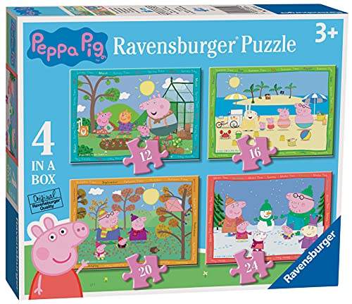 "Entdecke das Ravensburger Peppa Pig Four Seasons Puzzle für Kinder ab 3 Jahren! 🎉 Wähle zwischen 12, 16, 20 & 24 Teilen! 🧩 #PeppaPig #Puzzlespaß #Kinderspielzeug"