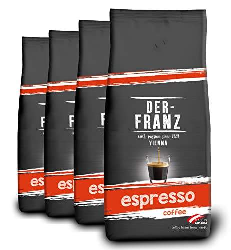 "Entdecke den unwiderstehlichen Der-Franz Espresso Kaffee: Intensität 5/5 – perfekte Mischung aus Arabica und Robusta, ganze Bohne, 4 x 1000 g! ☕️ #Espresso #Kaffee #GanzeBohne #Kaffeegenuss"