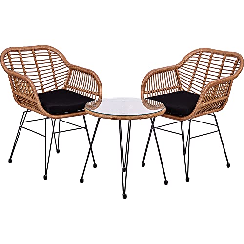 „Stylisches 3-teiliges Poly-Rattan Bistroset von STILISTA: 2 Lounge-Sessel & Beistelltisch – Perfekt für Indoor & Outdoor! Wetterfest und gemütlich! #Bistroset #Gartenmöbel #Wetterfest“