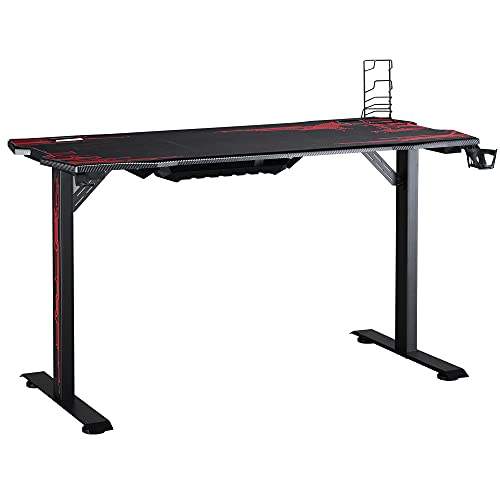 „Starte dein Gaming-Abenteuer: HOMCOM Gaming Tisch mit Kopfhörerhaken & Getränkehalter – Stylischer Schreibtisch für ungestörte Sessions! #GamingDesk #HOMCOM #GamerSetup“