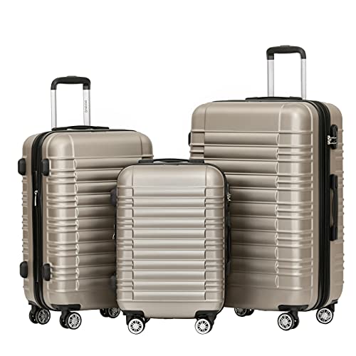 "Entdecke den BEIBYE Hartschalen Koffer: Elegantes Trolley Set mit Zwillingsrollen in edlem Champagner! Perfekt für jeden Reisenden! ✈️💼 #Reisegepäck #Kofferset #BEIBYE"