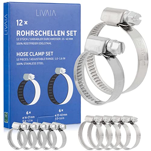 🔧 Upgrade für Ihr Projekt! LIVAIA Rohrschellen Set – 12x Edelstahl Schlauchschellen (16mm-27mm & 25mm-40mm) für sicheren Halt! Perfect für Profis und Heimwerker! #Rohrschellen #Edelstahl #DIY