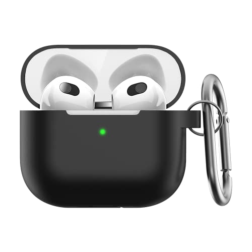 📍 **Keybudz Elevate Schutzhülle mit Karabiner für Apple AirPods 3, Etui Hülle, Kopfhörer Ohrhörer Zubehör Ladecase, schwarz**