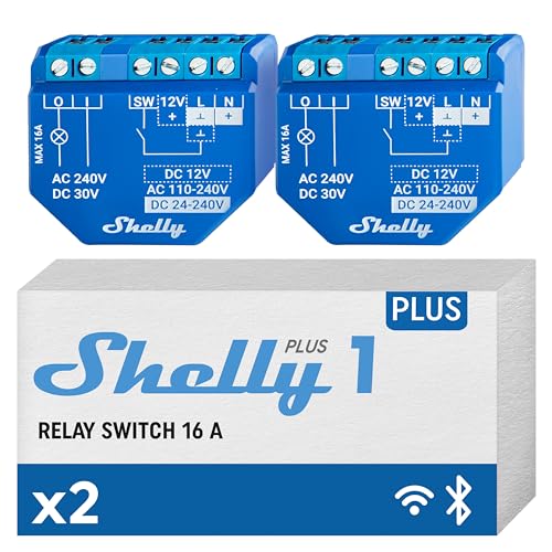 Entdecken Sie das Shelly Plus 1 Smart Relais: Wlan & Bluetooth Lichtschalter für die Hausautomation – 16A, Trockenkontakt, kompatibel mit Alexa & Google Home! 📱✨ #SmartHome #Tech #IoT (2 Pack)