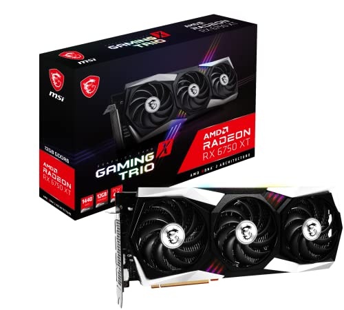 MSI Radeon RX 6750 XT GAMING X, 18000 MHz, 192bit Memory Bus, Grafikkarte für Gaming und kreative Anwendungen